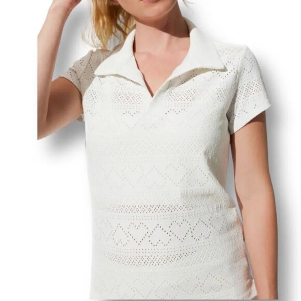 NWT EleVen‎ Venus Williams XS White Devotion Polo Heart Eyelet Top Tennis Golf - Image 2