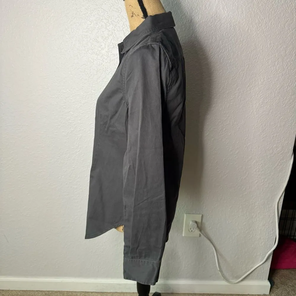 Madewell Darted Button-Up Shirt Regenerative Chino Dark Grey sz 4 Office Casual - Image 11