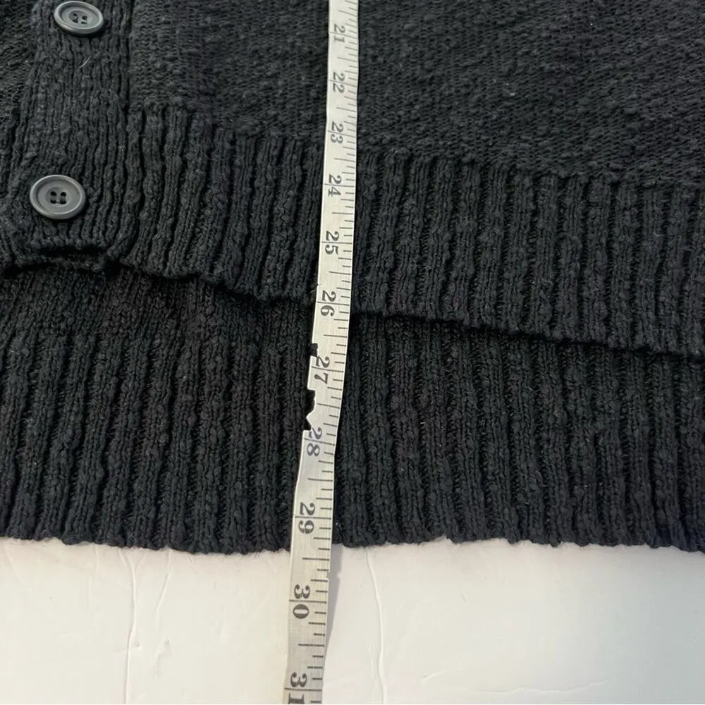 Eskandar OS Oversized Textured Long Sleeve Linen Cotton Cardigan Sweater Black Size L - Image 9