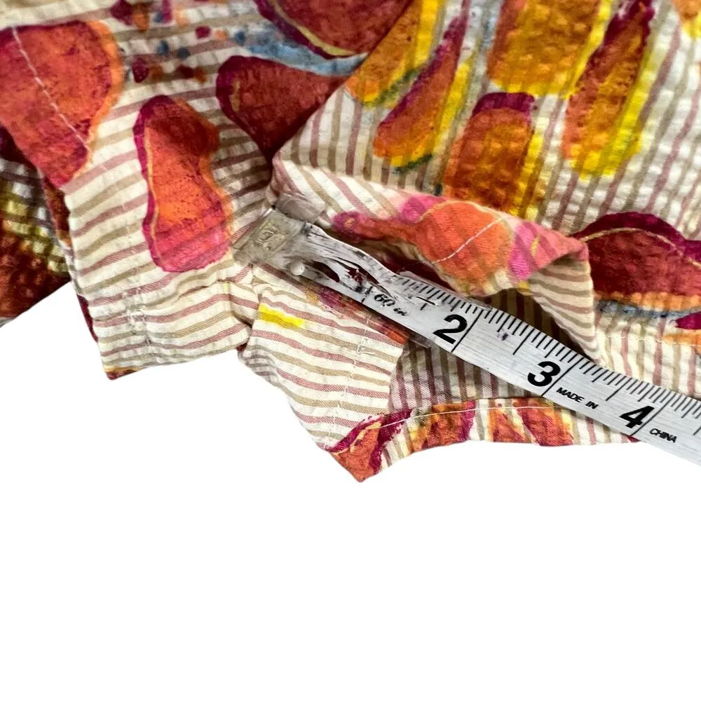 Martas Boat Waipouli Kauai Shorts Womens OS Orange Red Floral Coconut Girl Beach Size L - Image 8