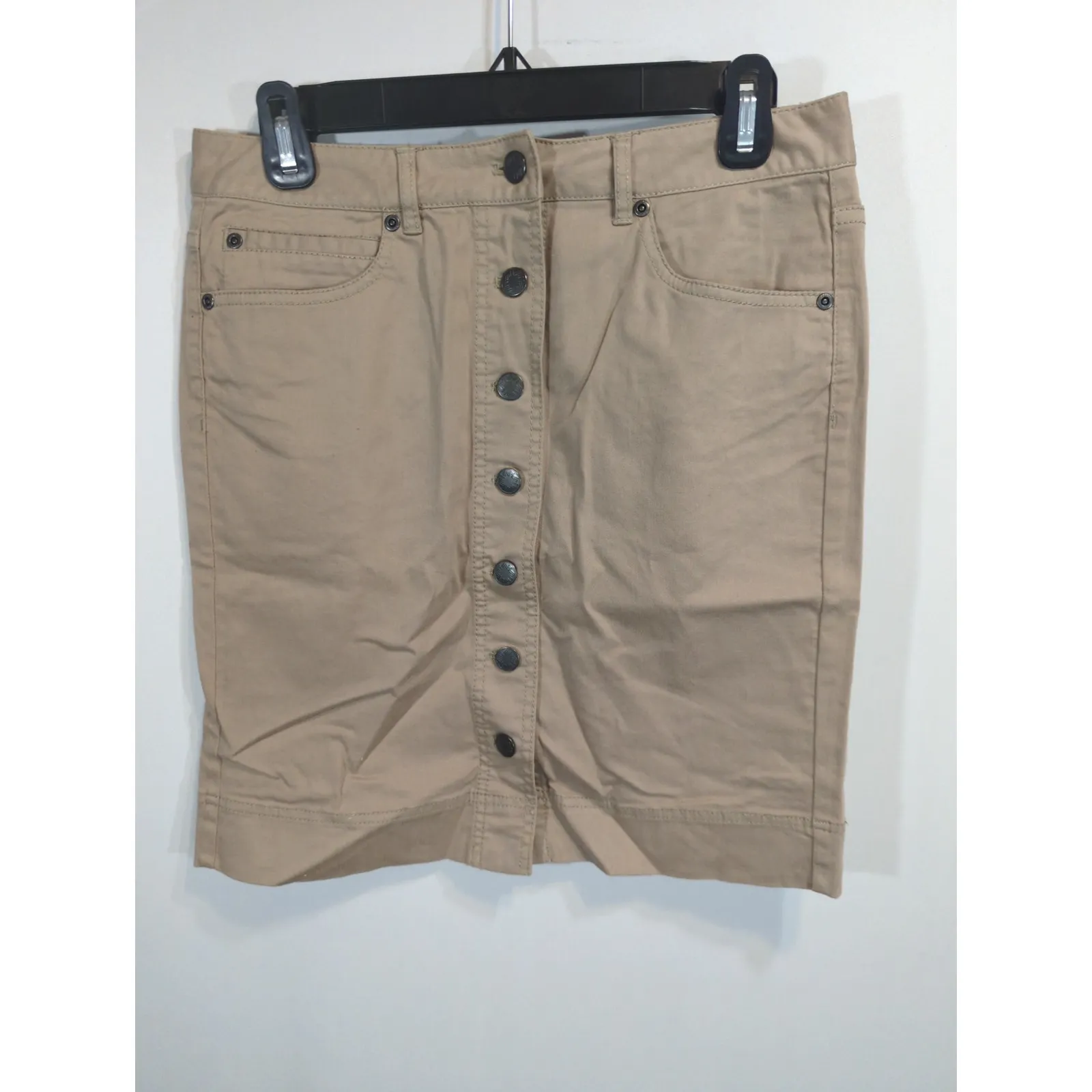 J. Jill Tan Cotton Button Down Mini Skirt Womens Petite Size 4 Preppy Casual - Image 2