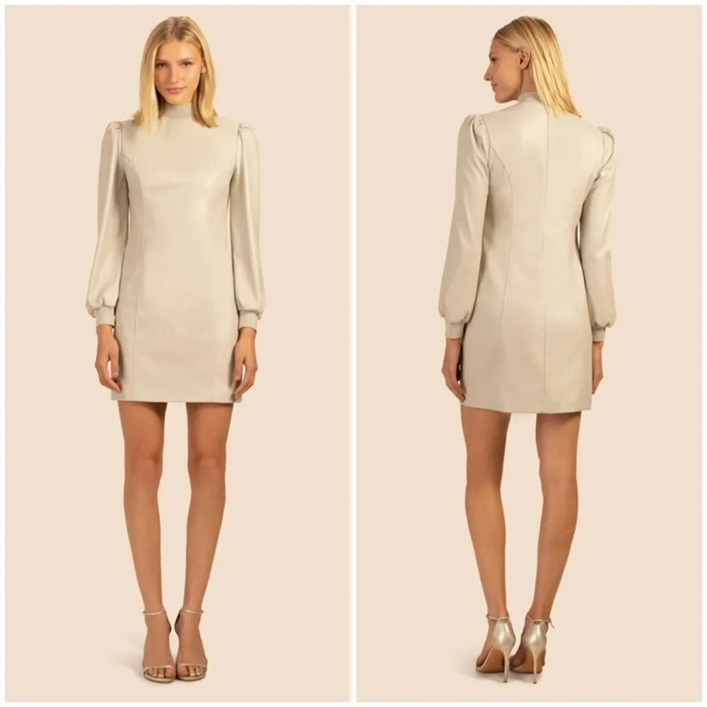 💕TRINA TURK💕 Wrigley Dress ~ Vegan Leather Oyster White 8 NWT - Image 2