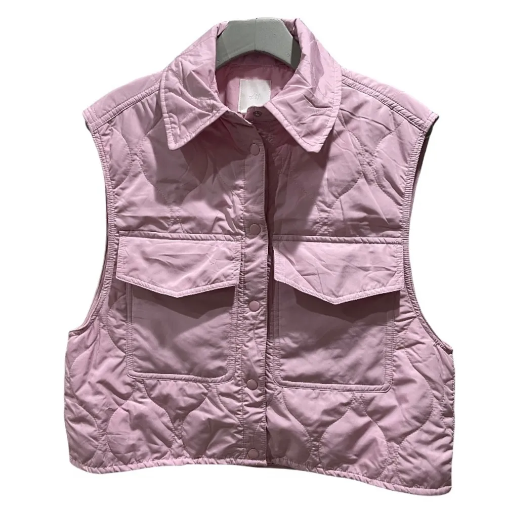 H&M Quilted Gilet Pink Vest Size XS - Image 2