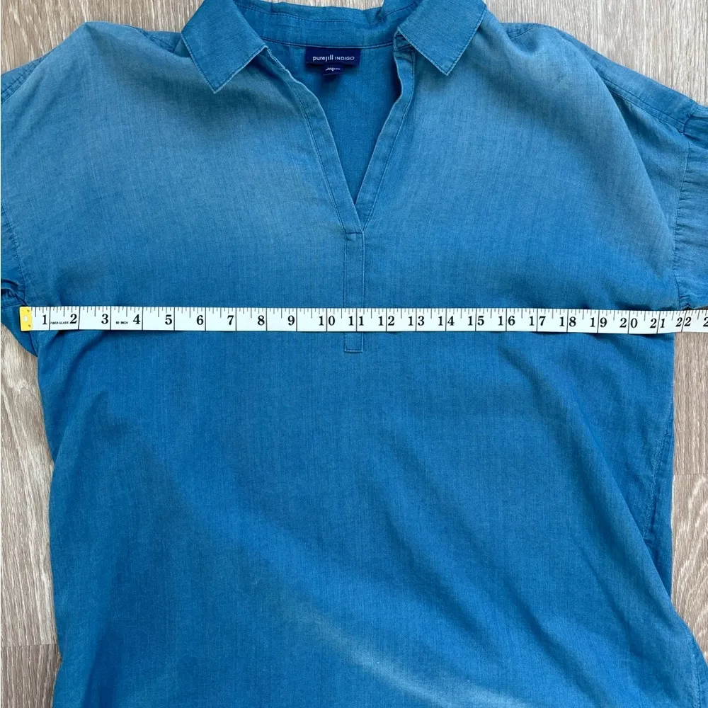 J. Jill Top Womes Size Small Cotton Chambray‎ Tunic Minimalist Western Desert Blue - Image 8