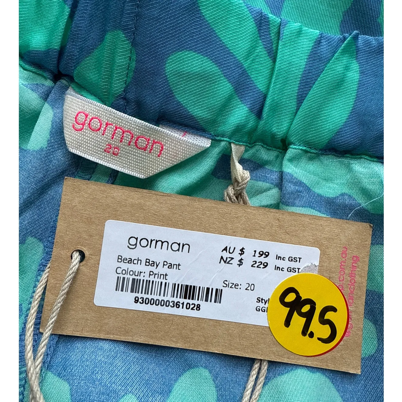 NWT Gorman Beach Bay Pants in Blue & Green Print AU 20/ US 16 - Image 7