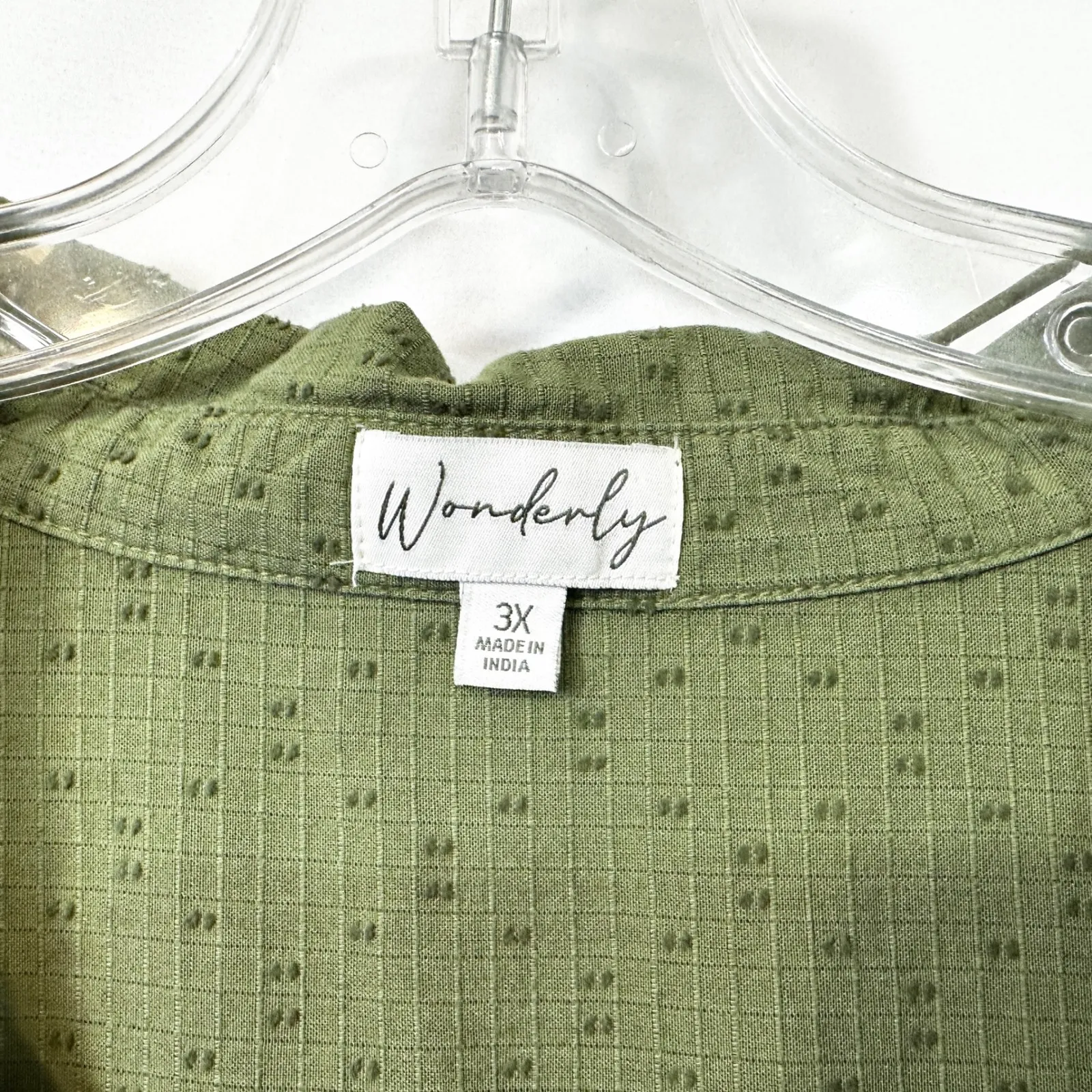 Wonderly Plus Size 3X Shirt Dress Mini Green Ruffle Hem Peasant Cottagecore 1378 - Image 5