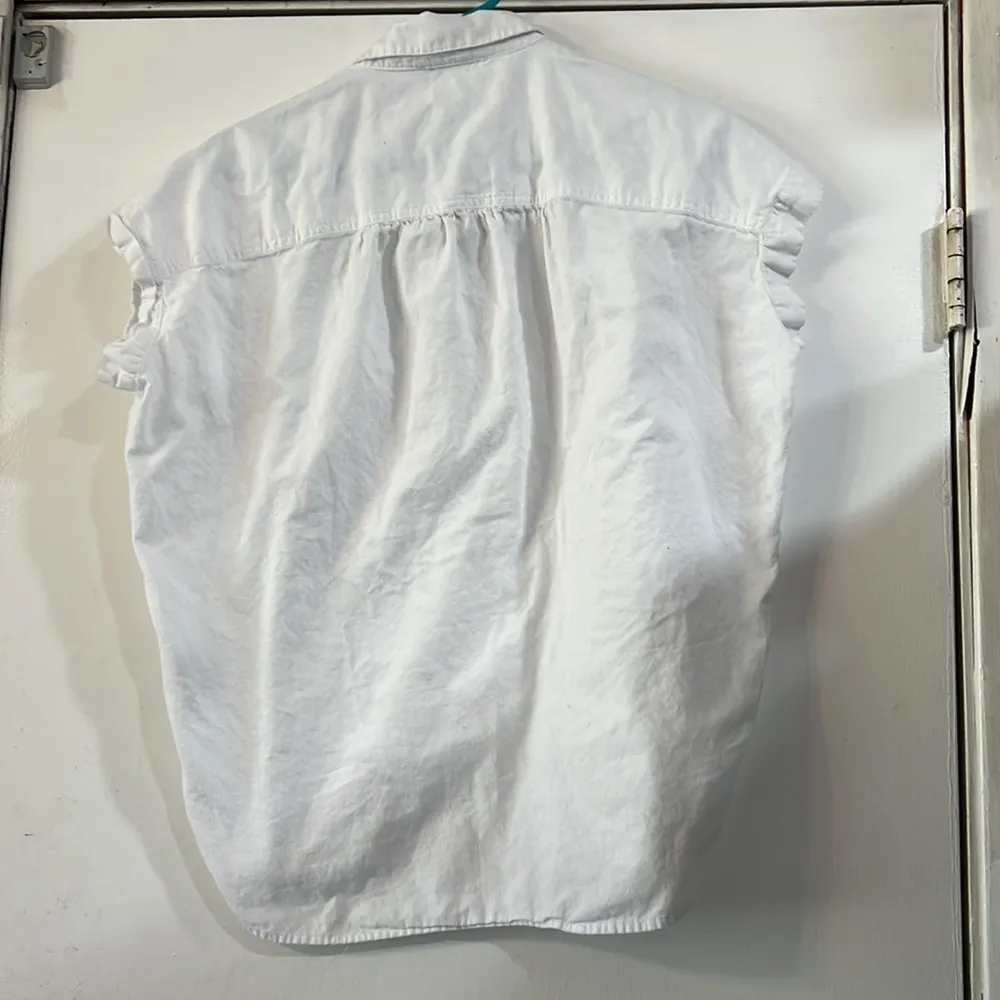 Madewell Central Popover Shirt White Collar Cotton Loose Fitting Oversized Layer - Image 5