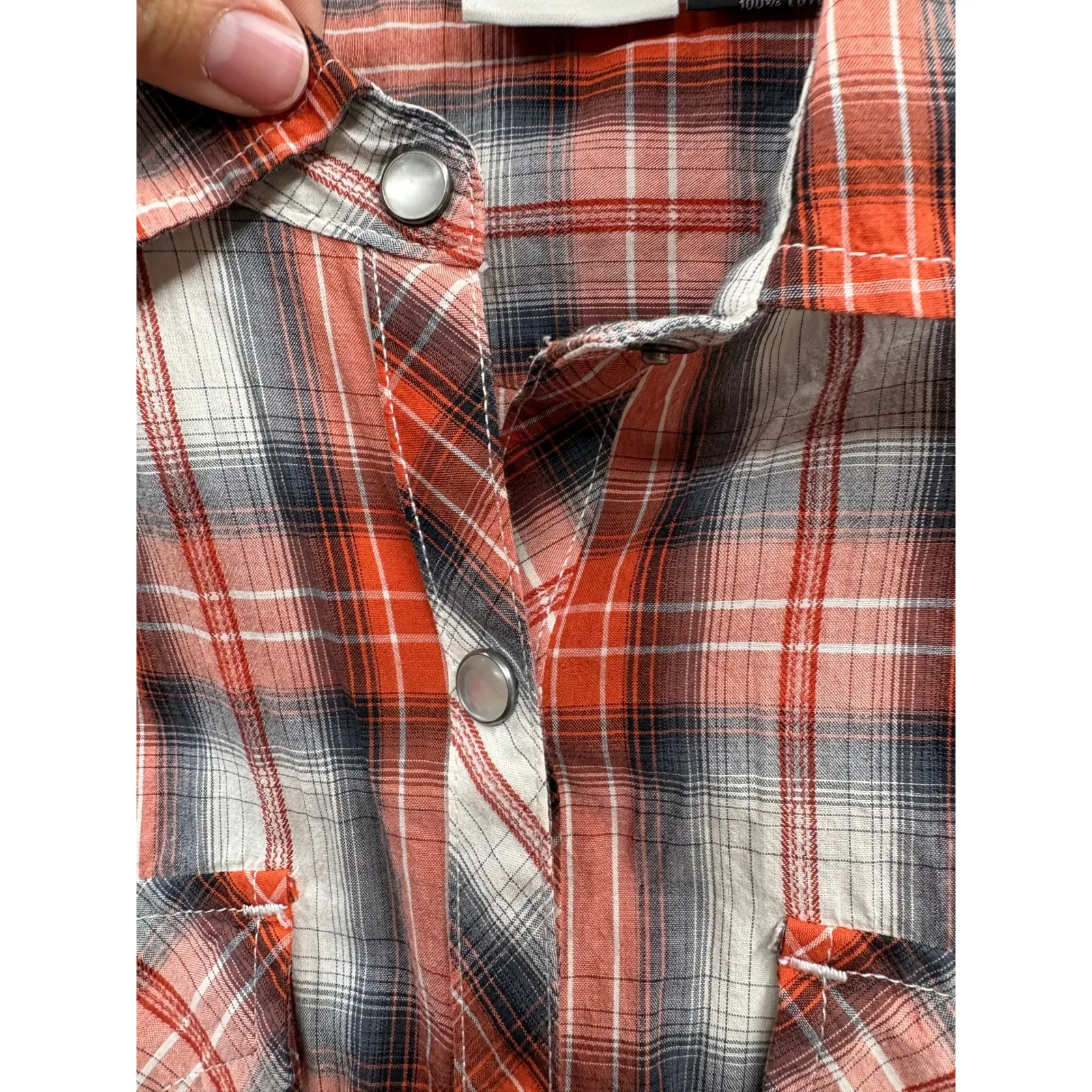 Harley Davidson Womens Plaid Western Pearl Snap Y2K Retro Biker Moto S - Image 8