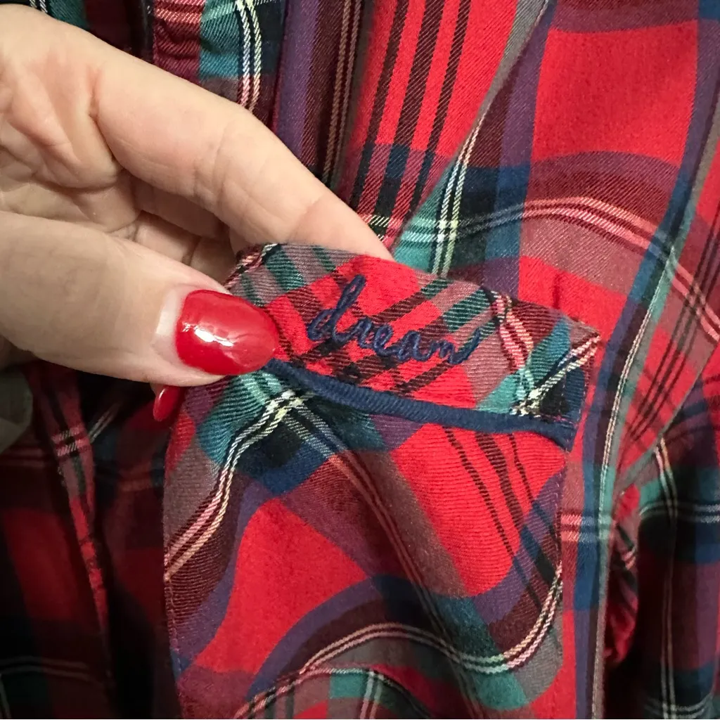 Victoria's Secret Plaid Pajama Set Red Multi Women’s Size Medium Holiday - Image 7
