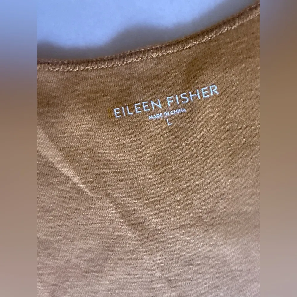 EILEEN FISHER Tank Top  Stretch Organic Cotton Jersey Scoop Neck Orange USA L - Image 9