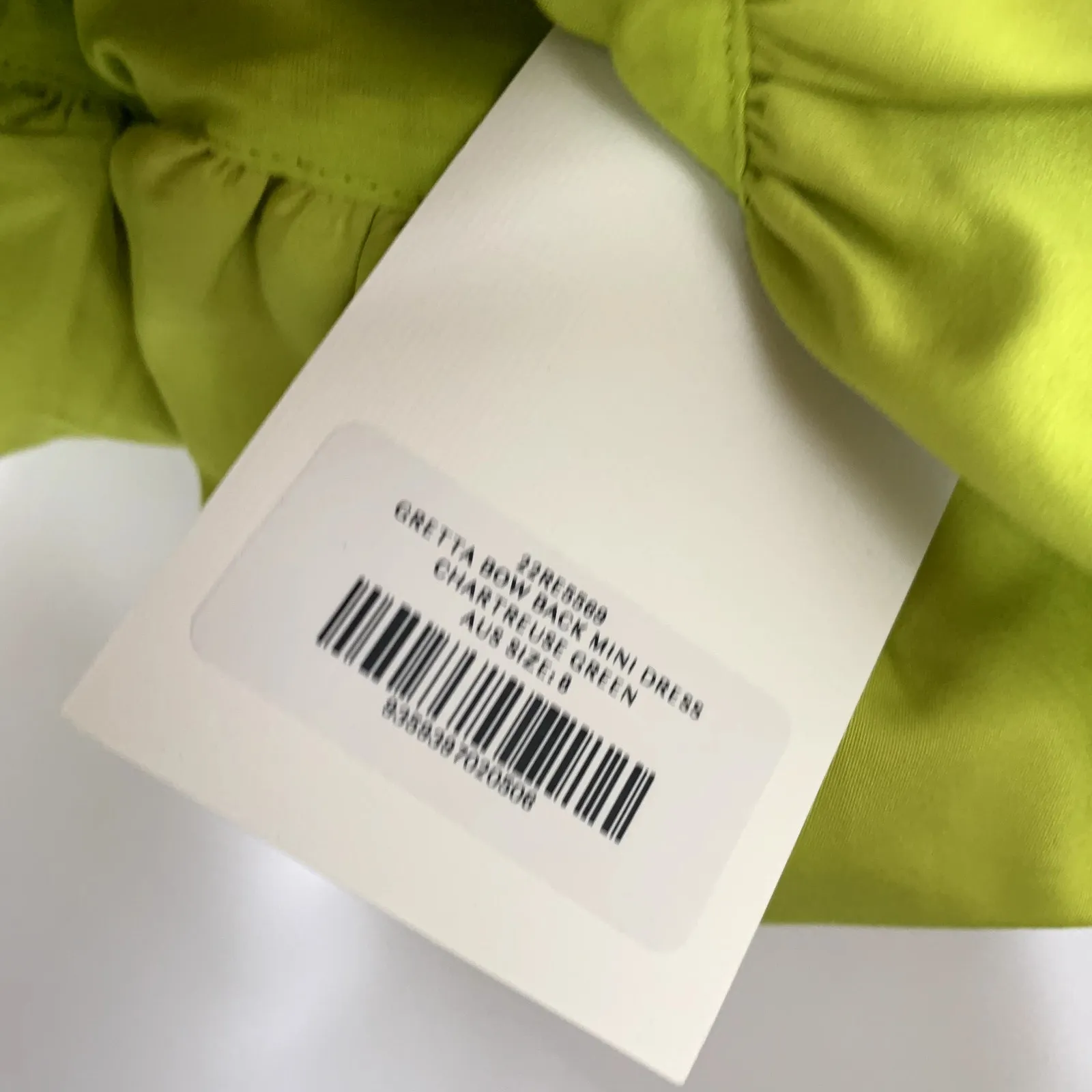 AJE Gretta Bow Back Mini Dress In Chartreuse Green Womens Size 8 New - Image 11