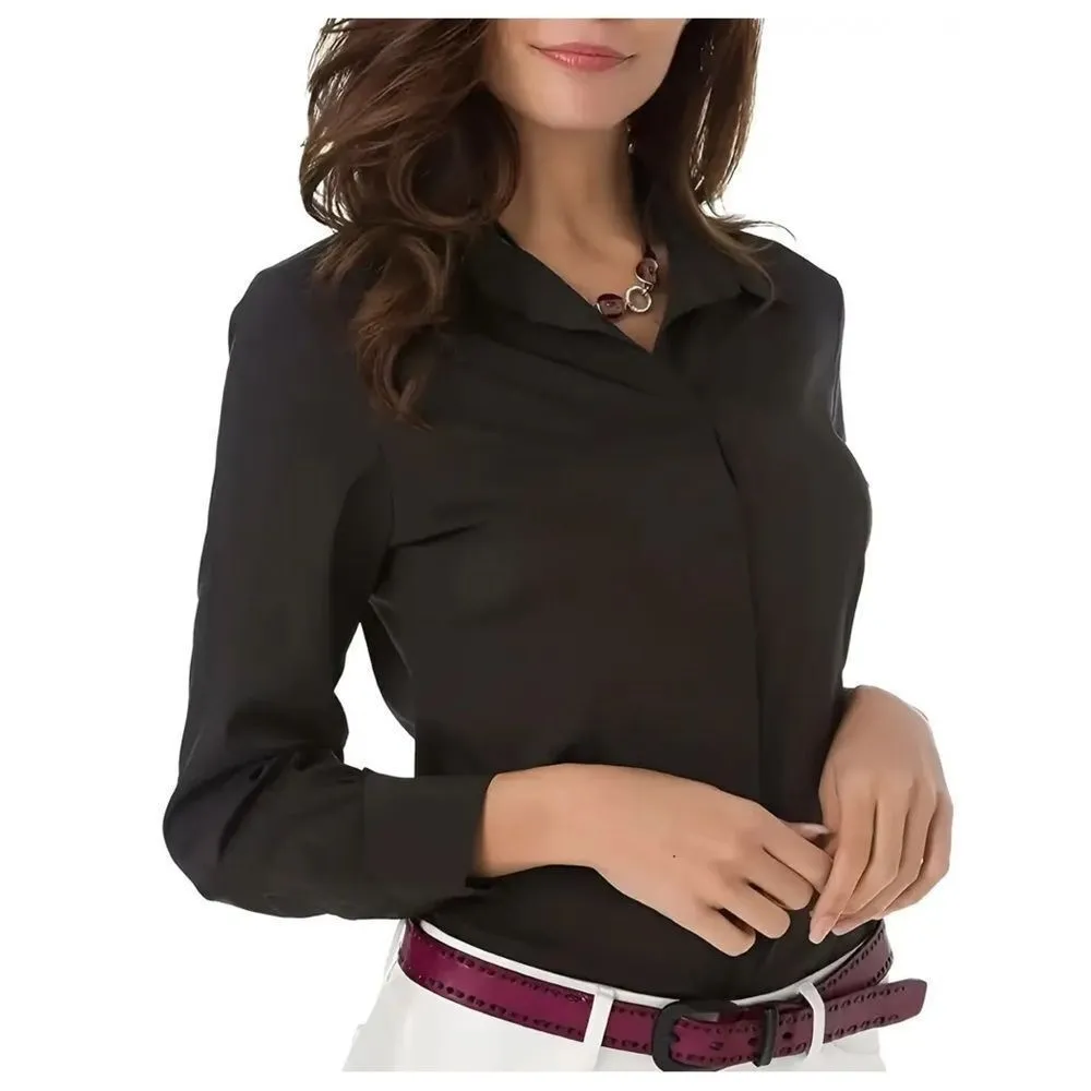 Theory Womens Tolsun hidden button placket button down blouse black, size S - Image 2