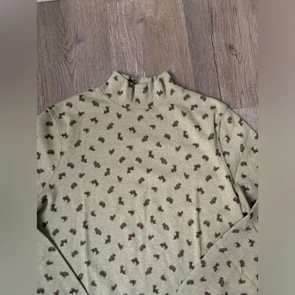 Christmas Turtleneck Long Sleeve Shirt Green Red Holiday Size S M - Image 4