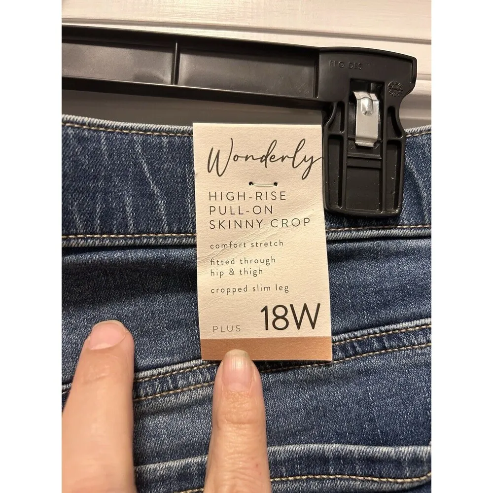 New Wonderly Women's Denim Pull On Pants High Rise Skinny Elastic Waist Size 18W - Image 3