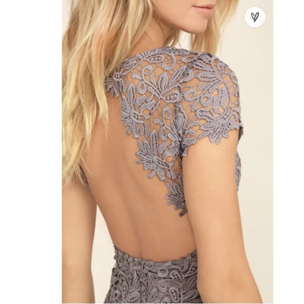Lulu’s Hidden Talent Backless Grey Floral Lace Mini Dress, Women’s Size M - Image 3