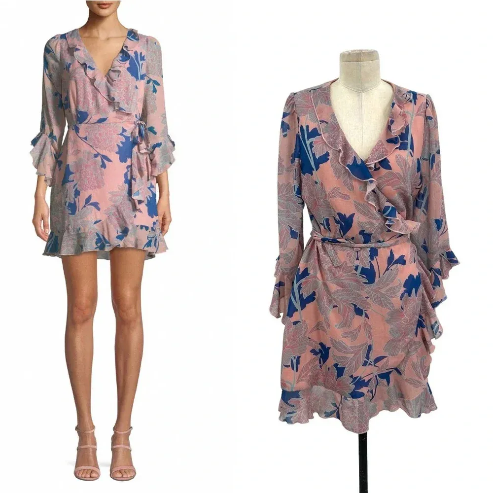 Red‎ Carter Tessa Floral-Print Wrap Dress Pink Blue Size Large - Image 2