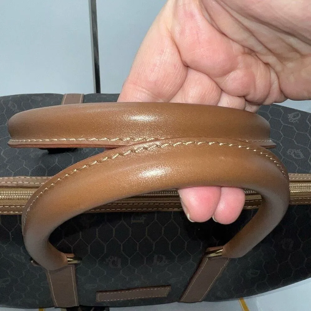 Christian Dior Black Brown Monogram Trotter Honeycomb Boston Duffle Bag With Loc - Image 6