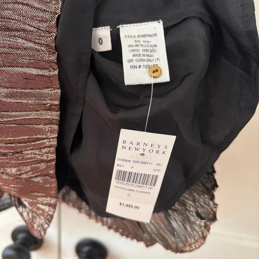 Ulla Johnson Metallic Cheri Lamé Mini Dress Size 0 NWT XS Gold Copper Wrap Bow - Image 13