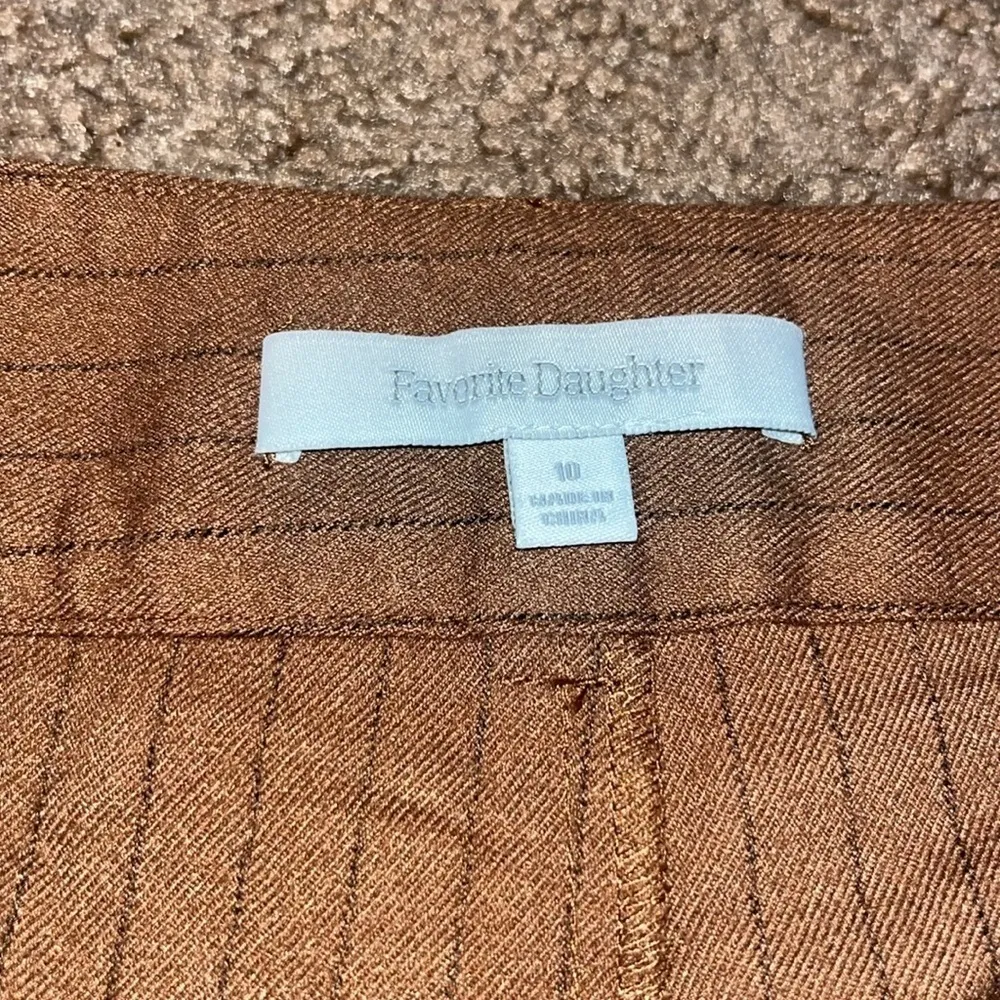 Favorite Daughter The Favorite High Rise Wide‎ Leg Pants Camel Pinstripe 10 Brown - Image 11