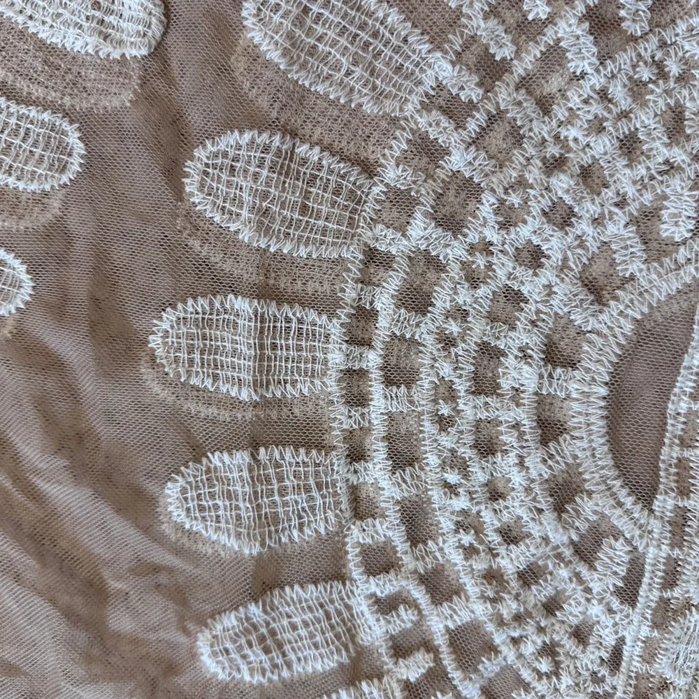 Rebellion Again Sheer Lace Duster Swim Cover Up; Layering; Boho; size Large Tan - Image 7