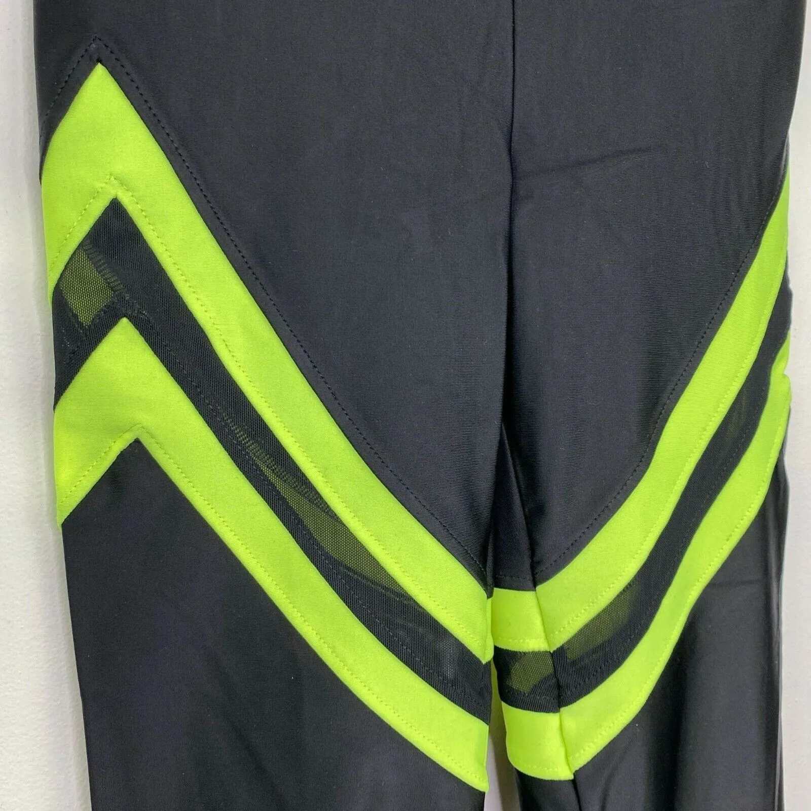 Koral Black Neon Green Step Up High Rise Chevron Leggings Women's Size Small S - Image 4