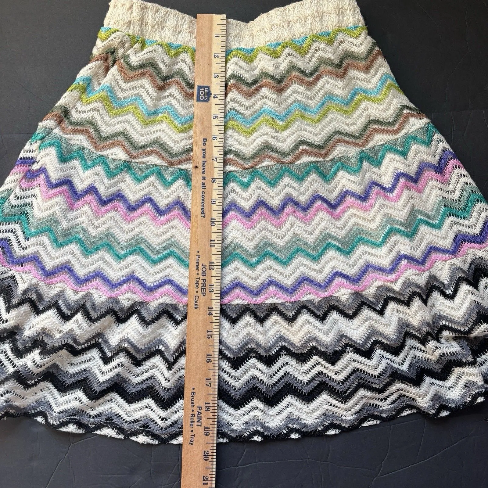Vintage Lapis Crochet Chevron Knit Skirt Mini A - Image 7