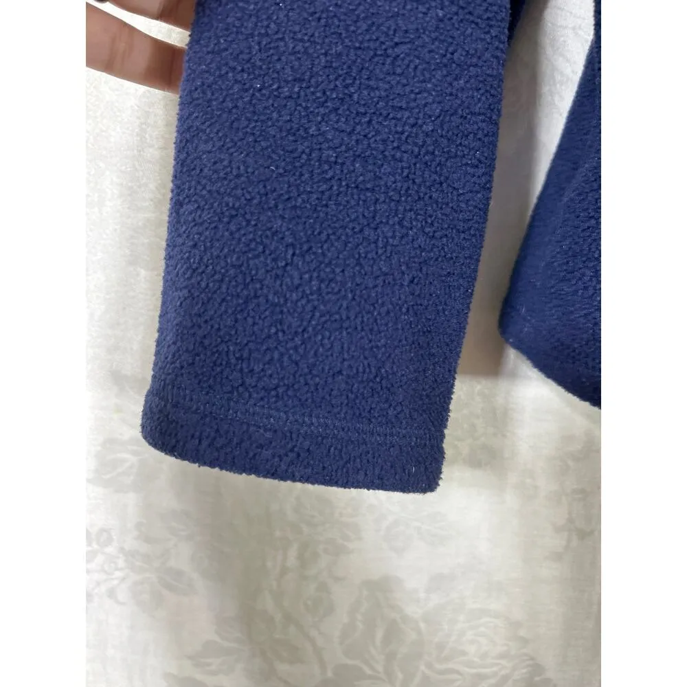 Vintage Fashion Bug Fleece Cardigan XL Navy Blue Patchwork Hearts Stars Flags - Image 2