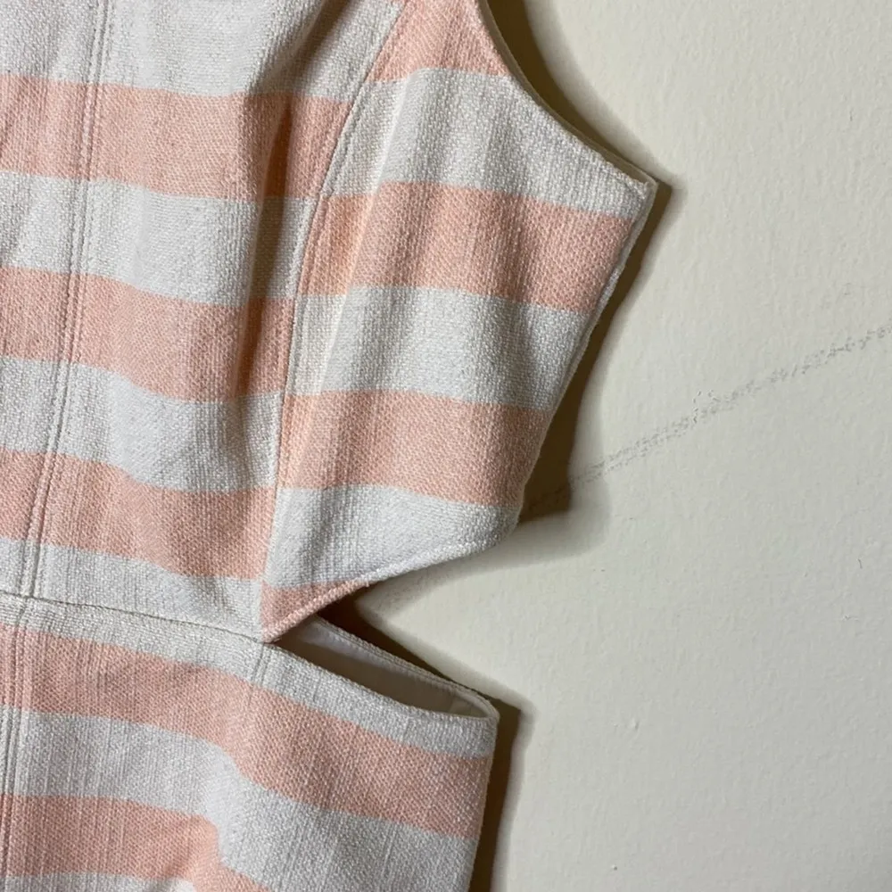 Tibi Blanket Stripe Dress Pale Blush Pink Cutout Side VNeck Sleeveless Size 8 - Image 4