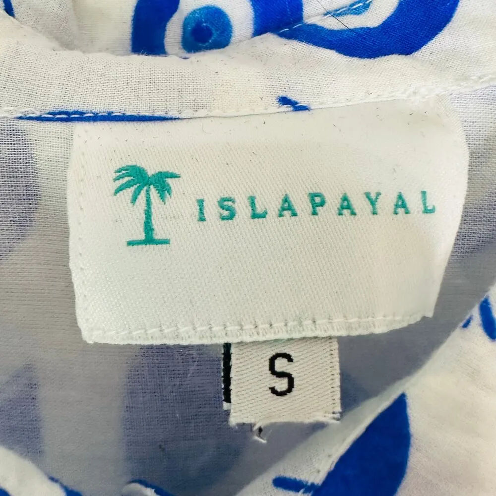 Islapayal Lisbon Mini Dress in Greek Eye Print Size Small Blue - Image 2