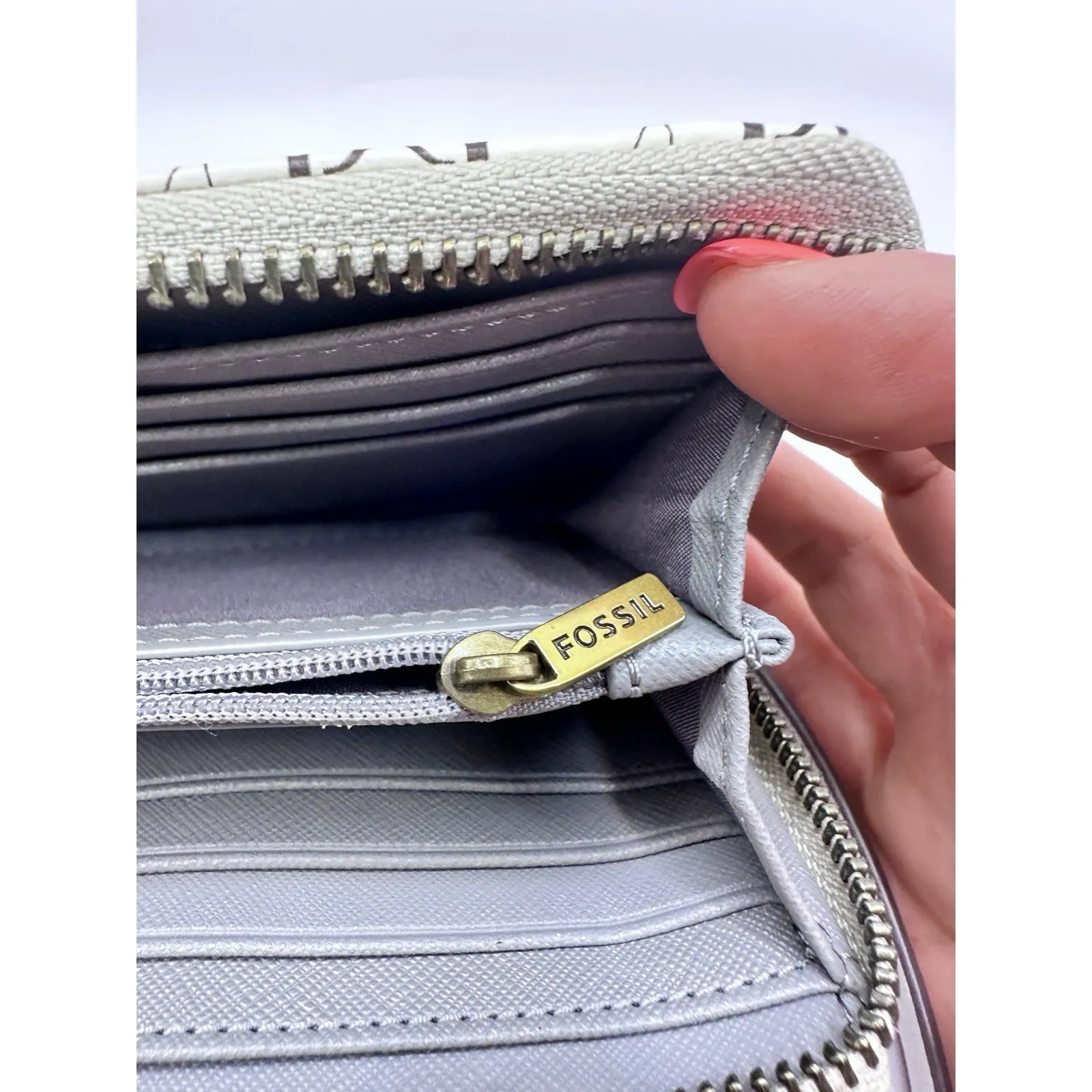 Fossil Jori Zip Clutch Wristlet RFID‎ Wallet Neutral Floral Multi Color New - Image 6