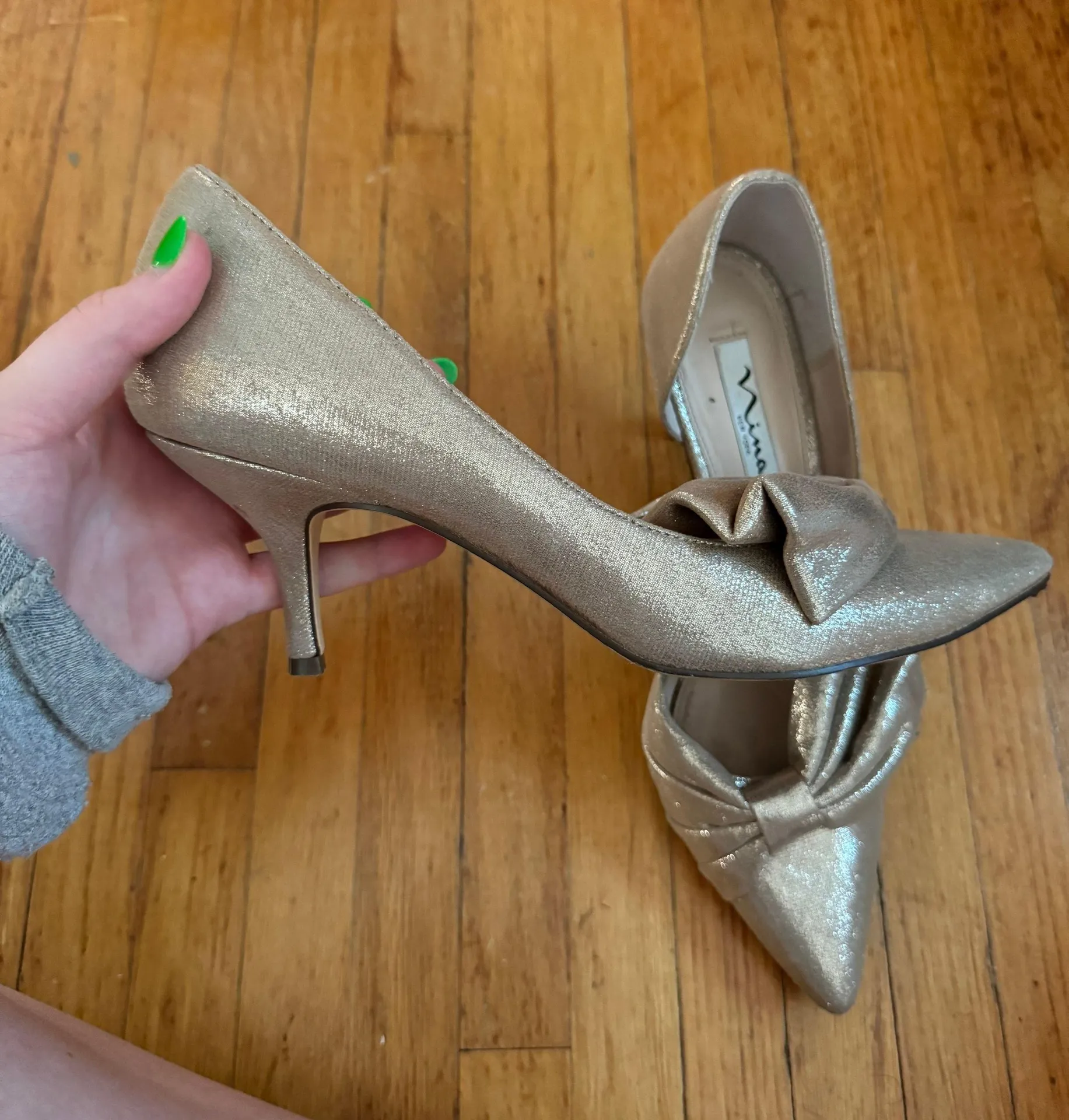 Nina Shoes Sparkly Gold High Heels - Image 2