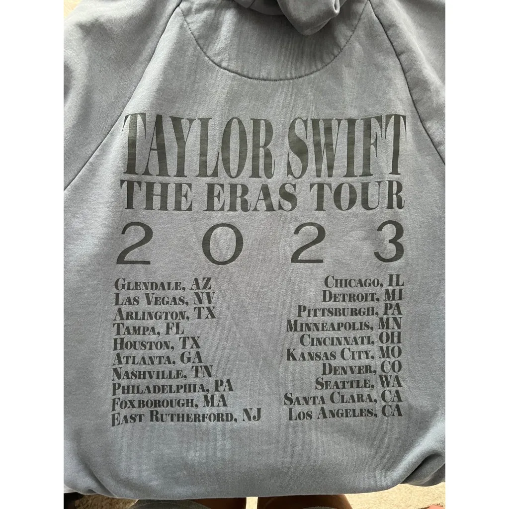 Taylor Swift The Eras Tour 2023 Gray Hoodie L- Fan Apparel With Tour Dates & Poc - Image 7