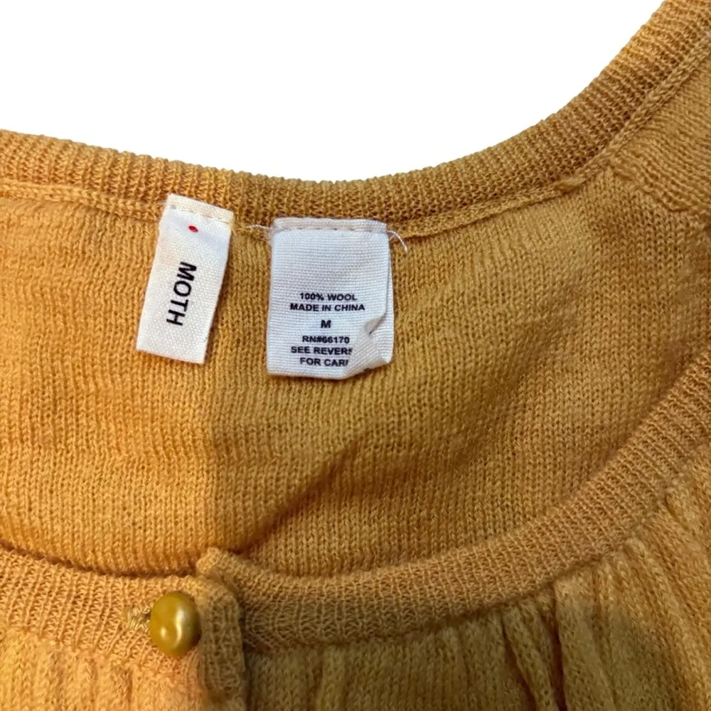 Anthropologie Moth Wool Cropped Cardigan Sweater, Sz M Yellow Size M - Image 12