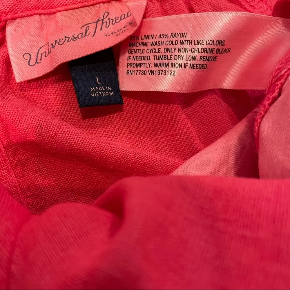 Women's Short Sleeve Romper - Universal Thread™ Coral Size Large - Linen Blend - Image 9