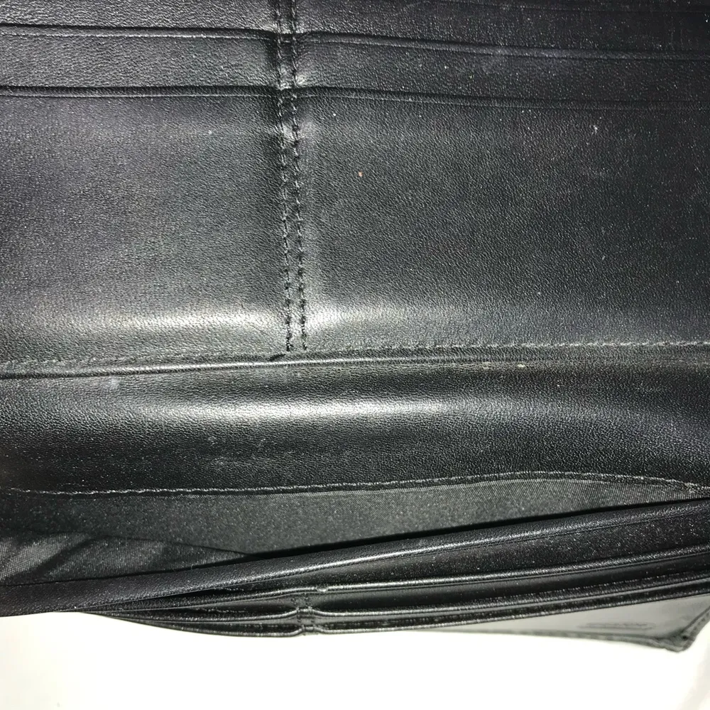 Coach Monogram Pleated Jacquard Gray & Black Canvas and Leather Long Wallet - Image 12