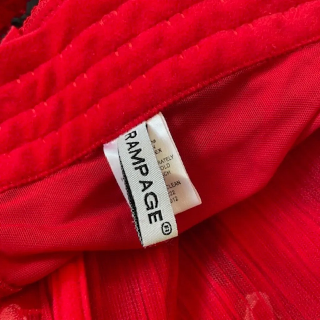 Rampage  Y2k Corset Bustier Coquette Rosebud Red Mesh Top Medium - Image 8