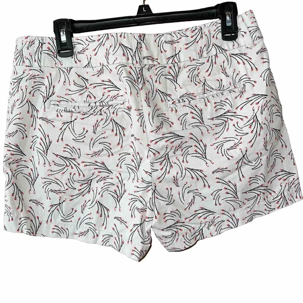 Loft Outlet Chino Shorts Womens Size 6 Gray Shortie 4" Inseam Floral Design - Image 3