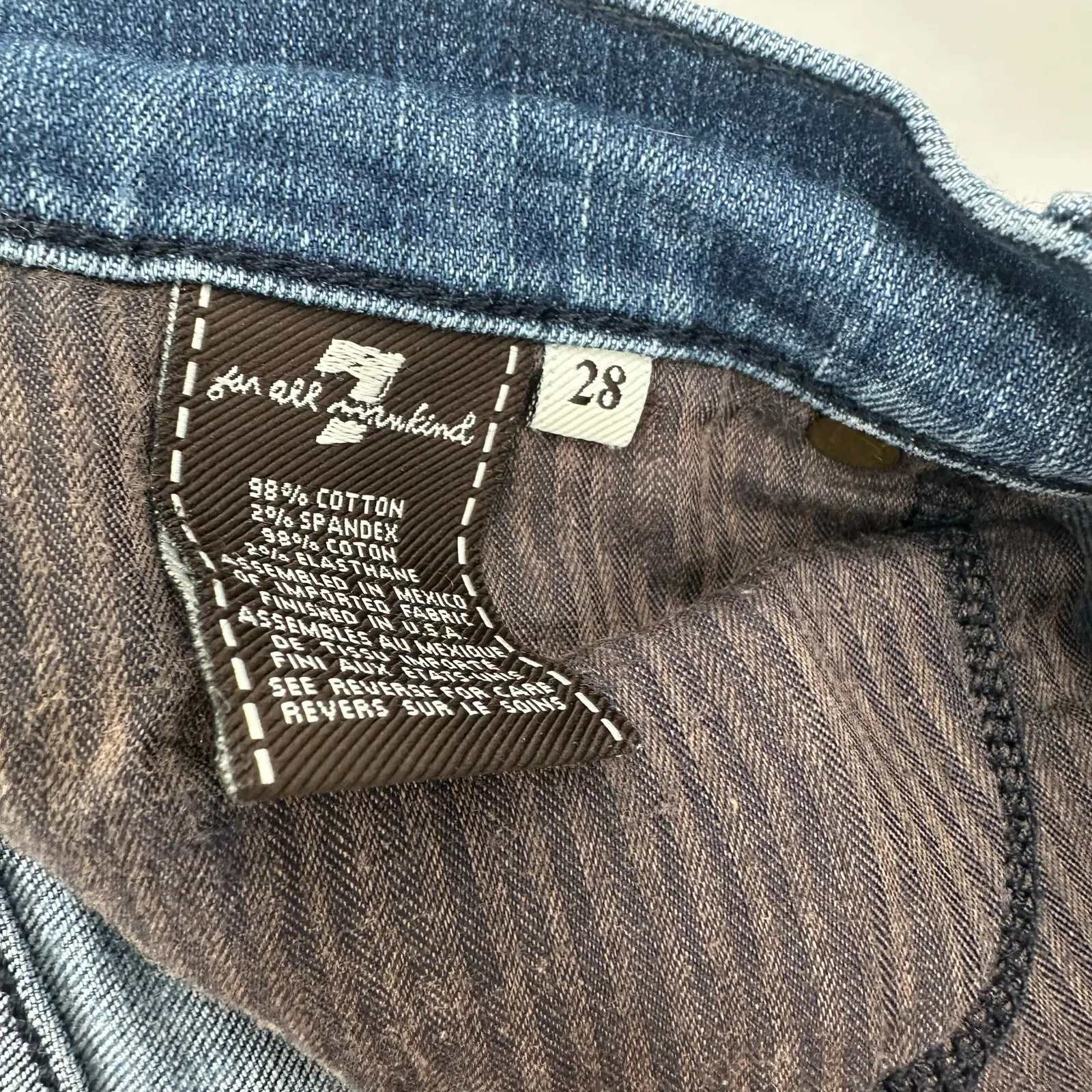 7 For All Mankind‎ Size 28 Denim Blue Jean Shorts Cutoff Rolled Hem Five Pocket - Image 4