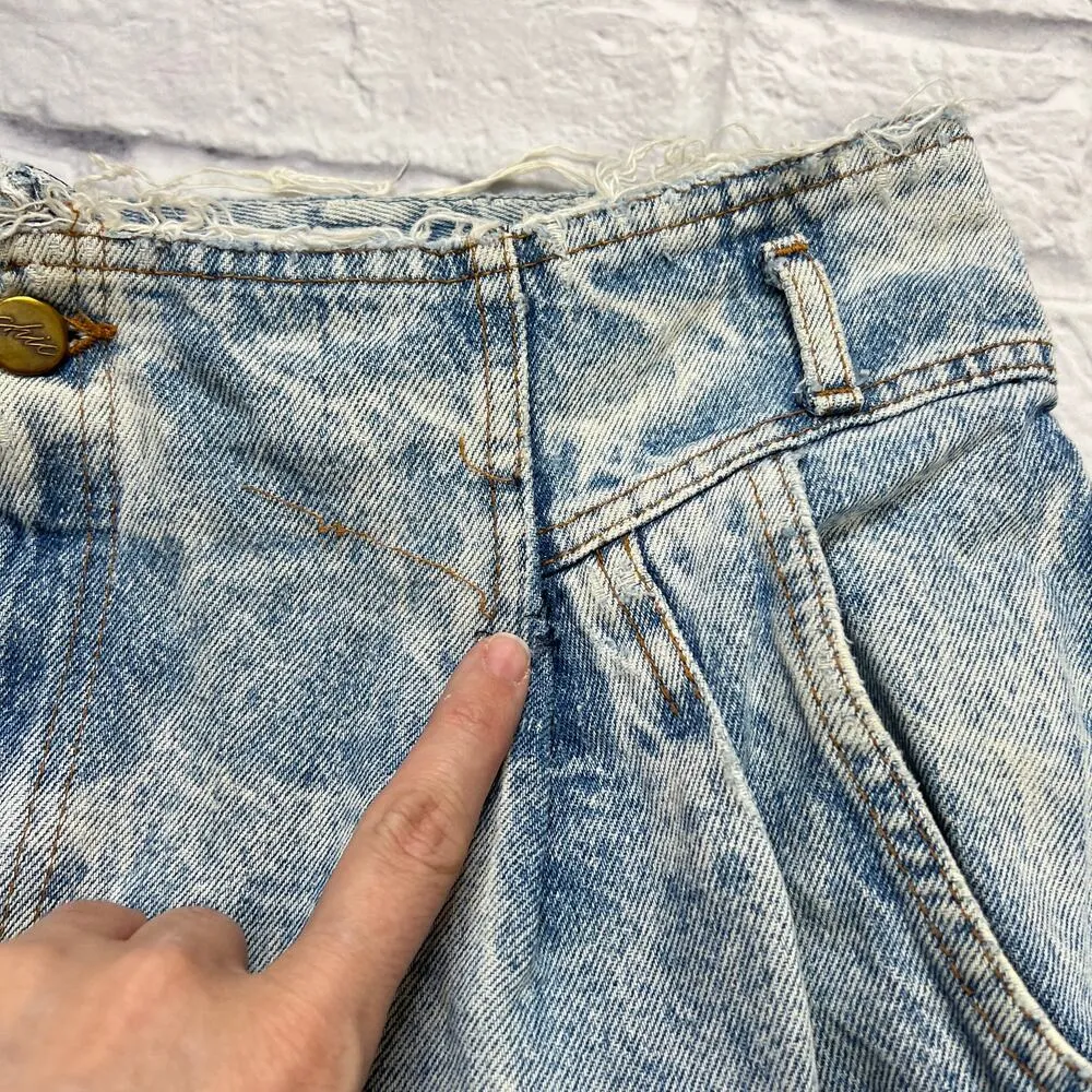 Vintage 80s 90s Chic High Waist Mom Jeans Acid Wash Petite Size 22 WP Pleated Blue - Image 4