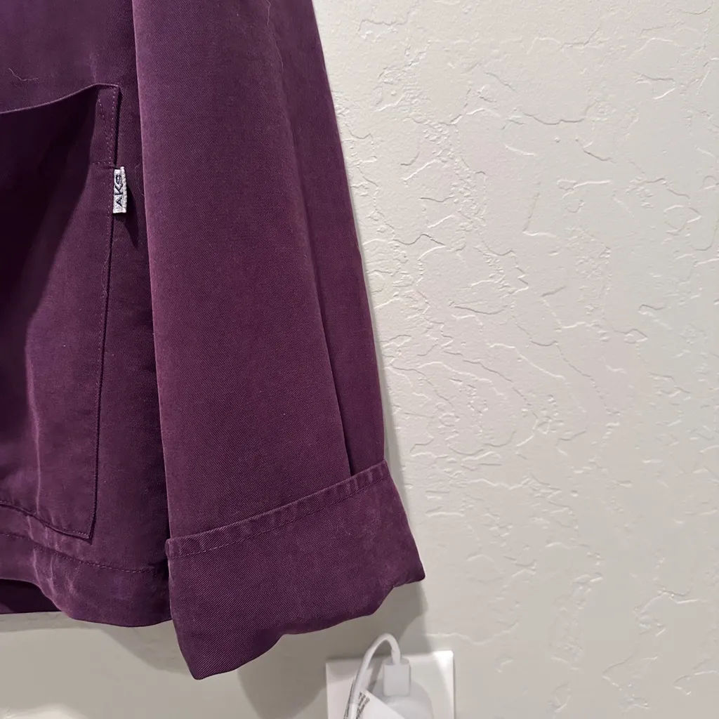 Vintage Amy K Su Purple Faux Suede Wooden Button Up Collared Shirt Small - Image 5