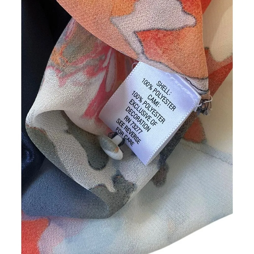 Simply Vera Wang Orange & Blue Floral Lined Sleeveless Top Women Size XS | 50 - Image 5