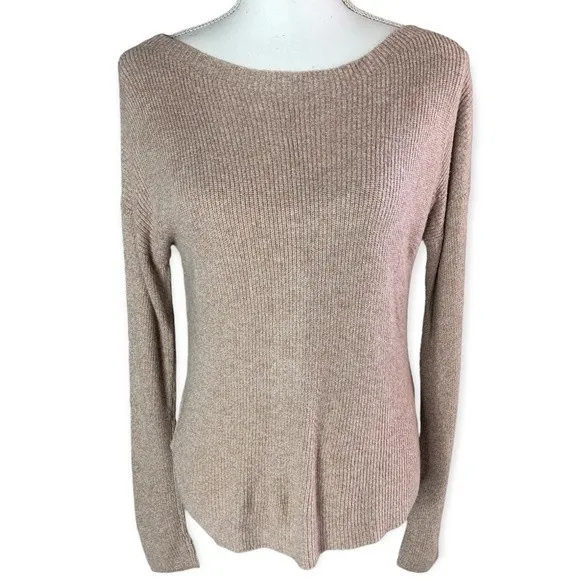 Express Round Neck Ribbed Knit Long Sleeve Pullover Sweater - Image 9
