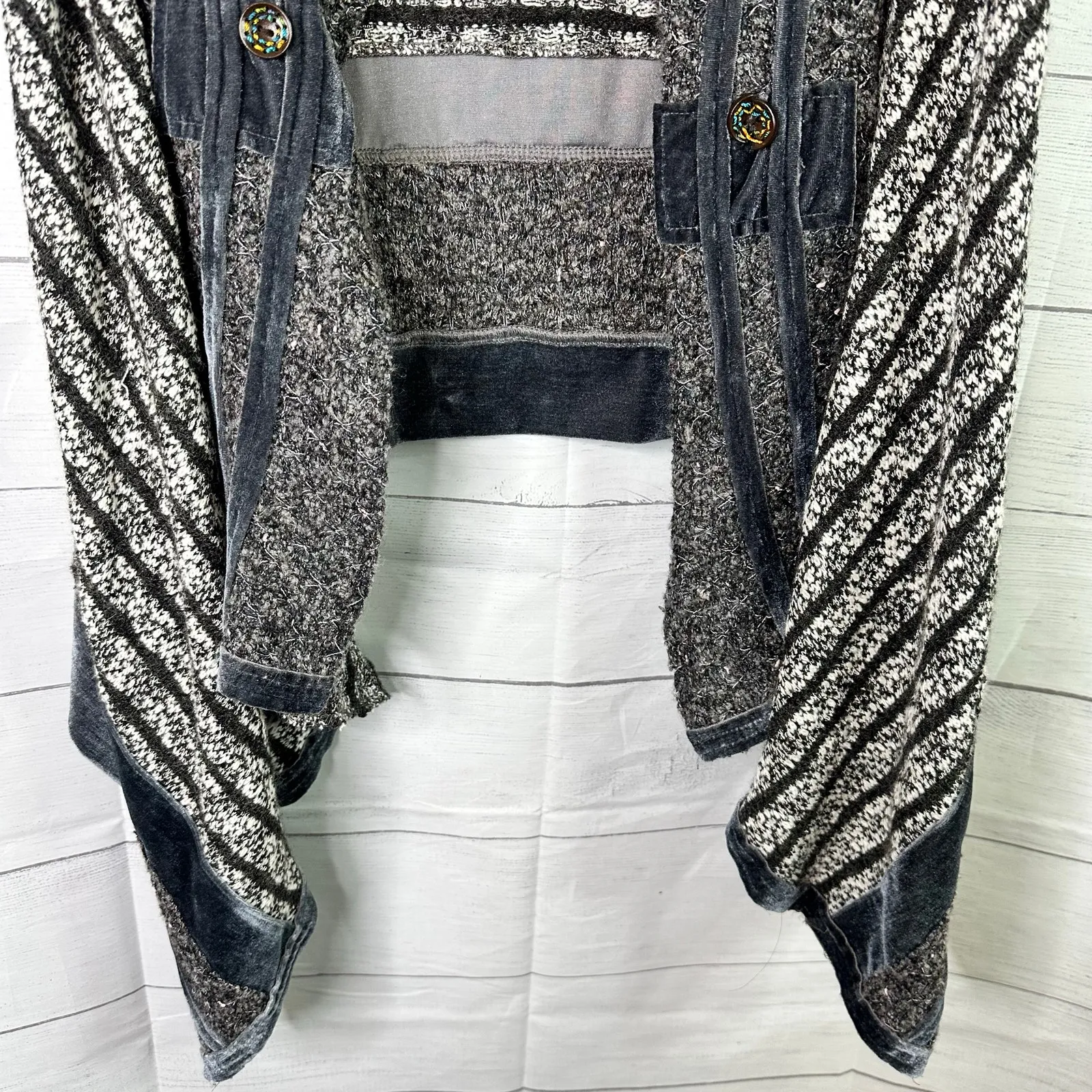 Aneo.a Medium Vintage Velour Velvet Knit Vest Art to Wear Artsy Gothic Flaws Black - Image 3