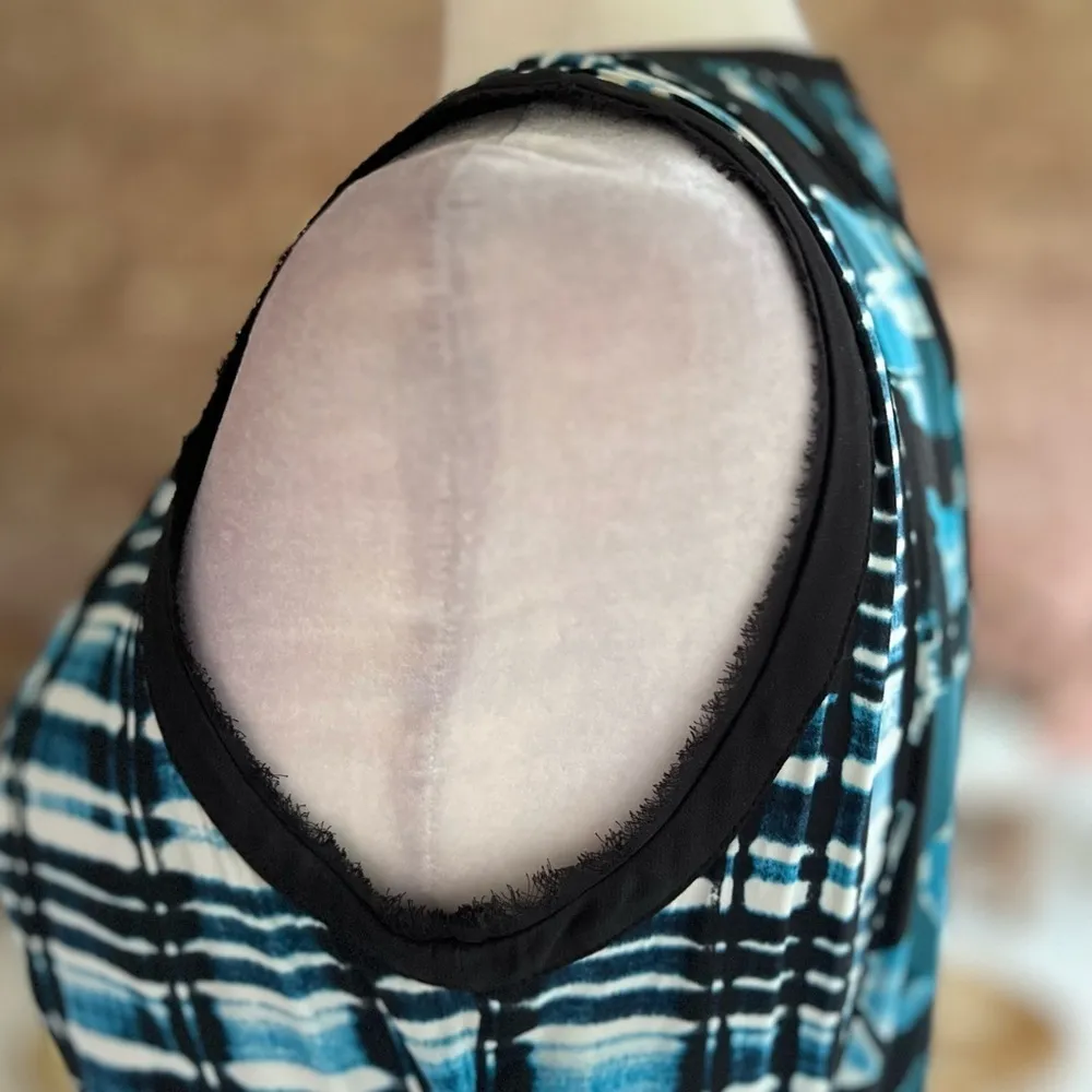 Adrianna Papell Dress Floral Pleated Fit and Flare Teal Blue Sleeveless Belt 4 - Image 10