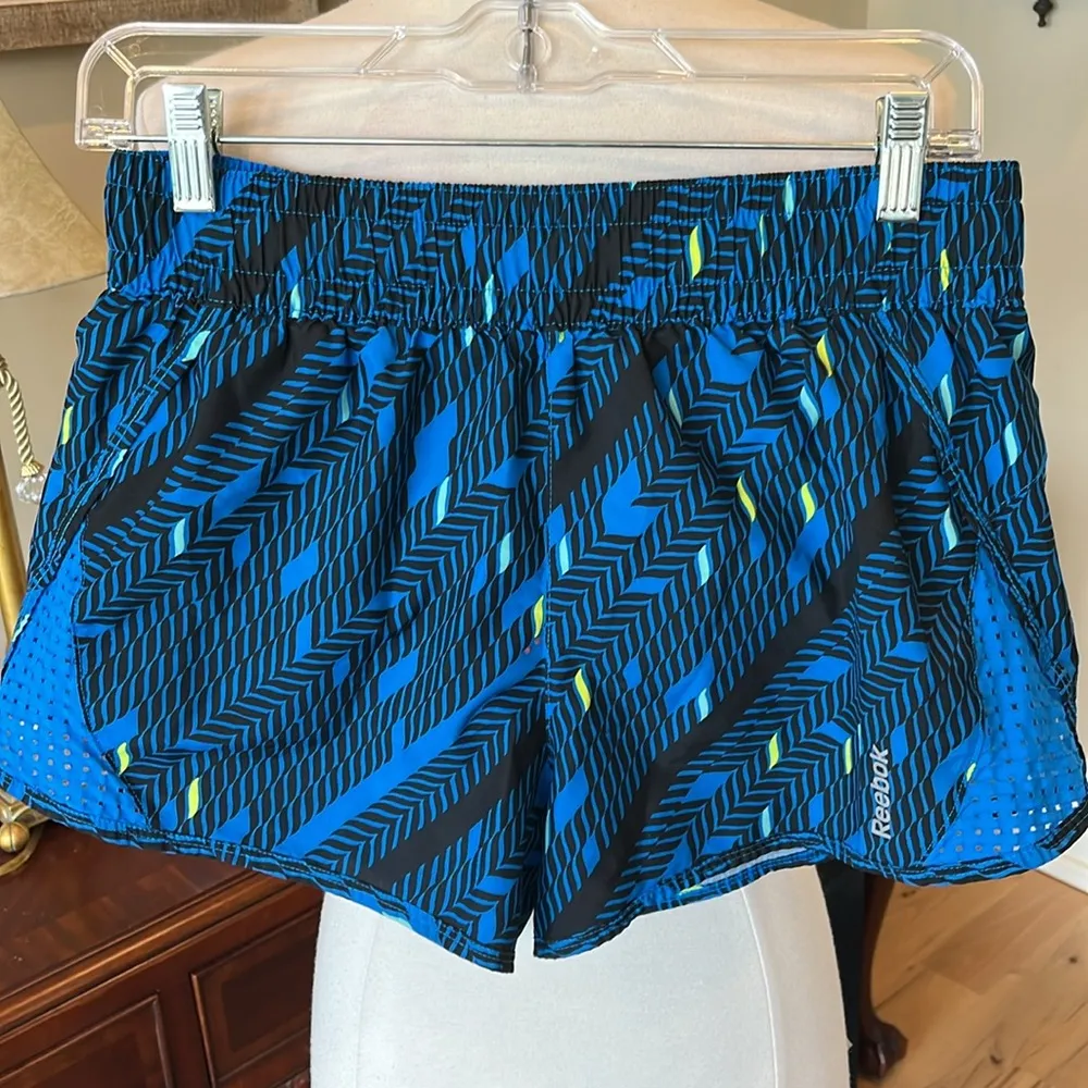 Colorful Royal Blue Black Print Performance Athletic Shorts - Image 3