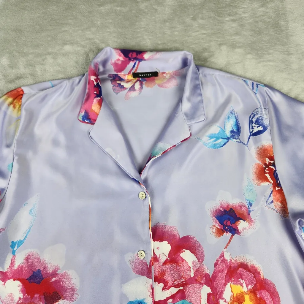 Natori Womens Pajama Top Long Sleeve Floral Size XL - Image 2