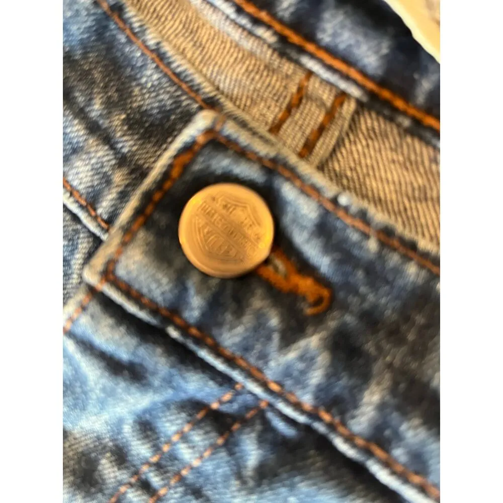 Harley Davidson Straight Leg Jeans Women 12 Biker Core Western Grunge Fringe - Image 12