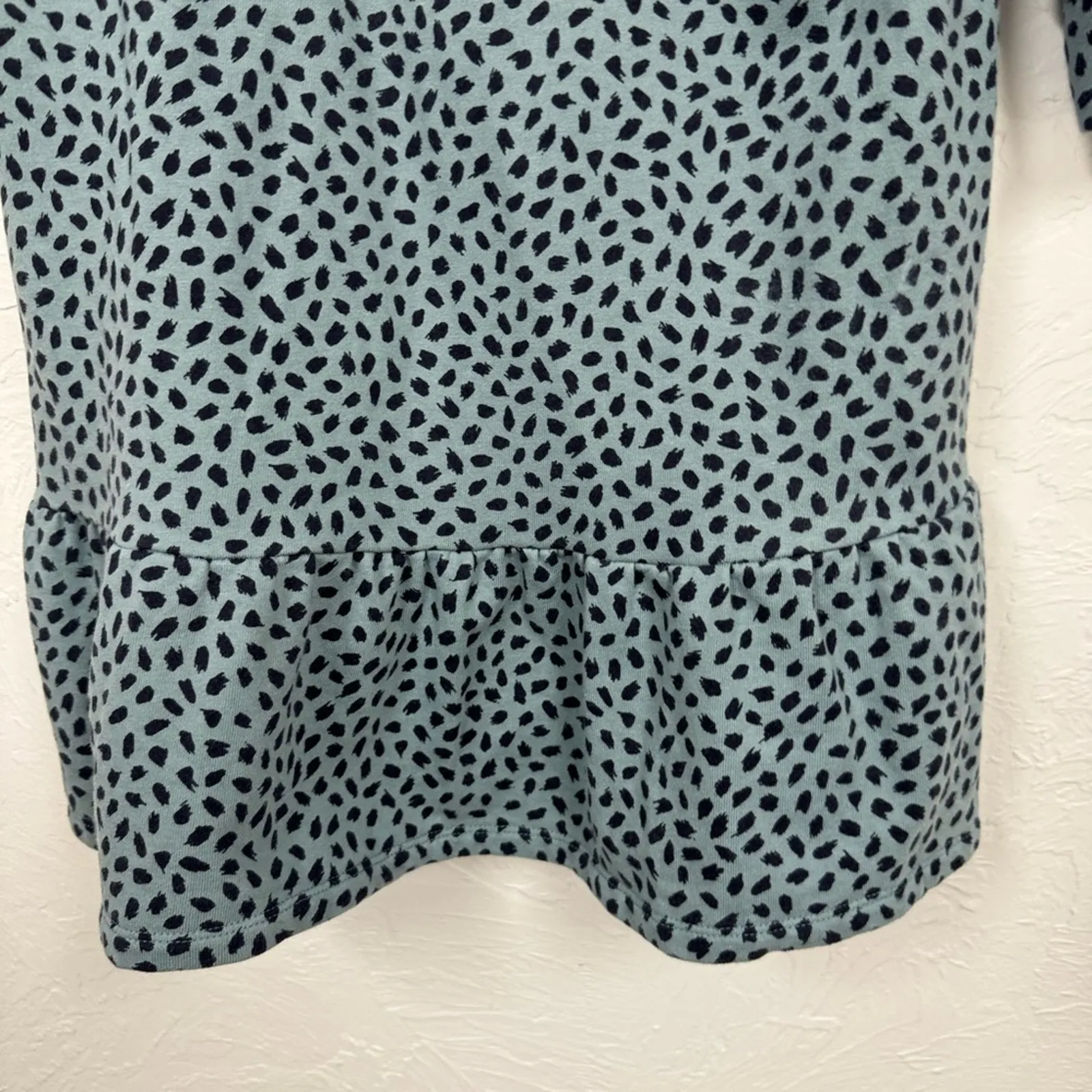 Ann Taylor Teal Blue Long Sleeve Animal Print Mini Dress Womens MP Peplum Fall - Image 4