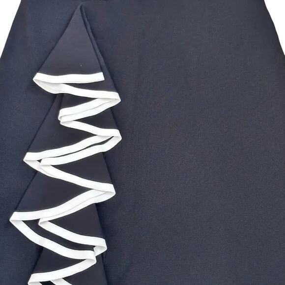 Carolina‎ Herrera black knit ruffle knee length pencil skirt minimalist luxury M - Image 7