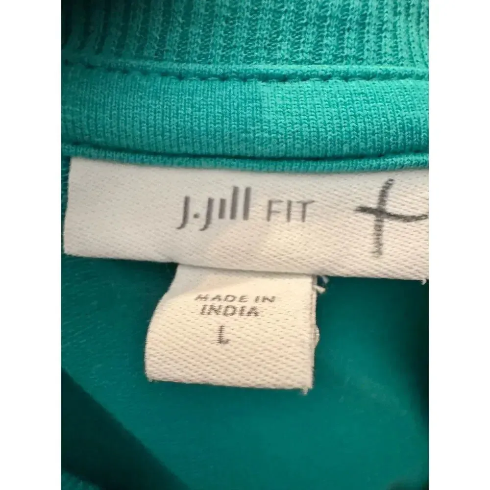 J. Jill Fit L teal green athleisure tunic with kangaroo pocket v - Image 7